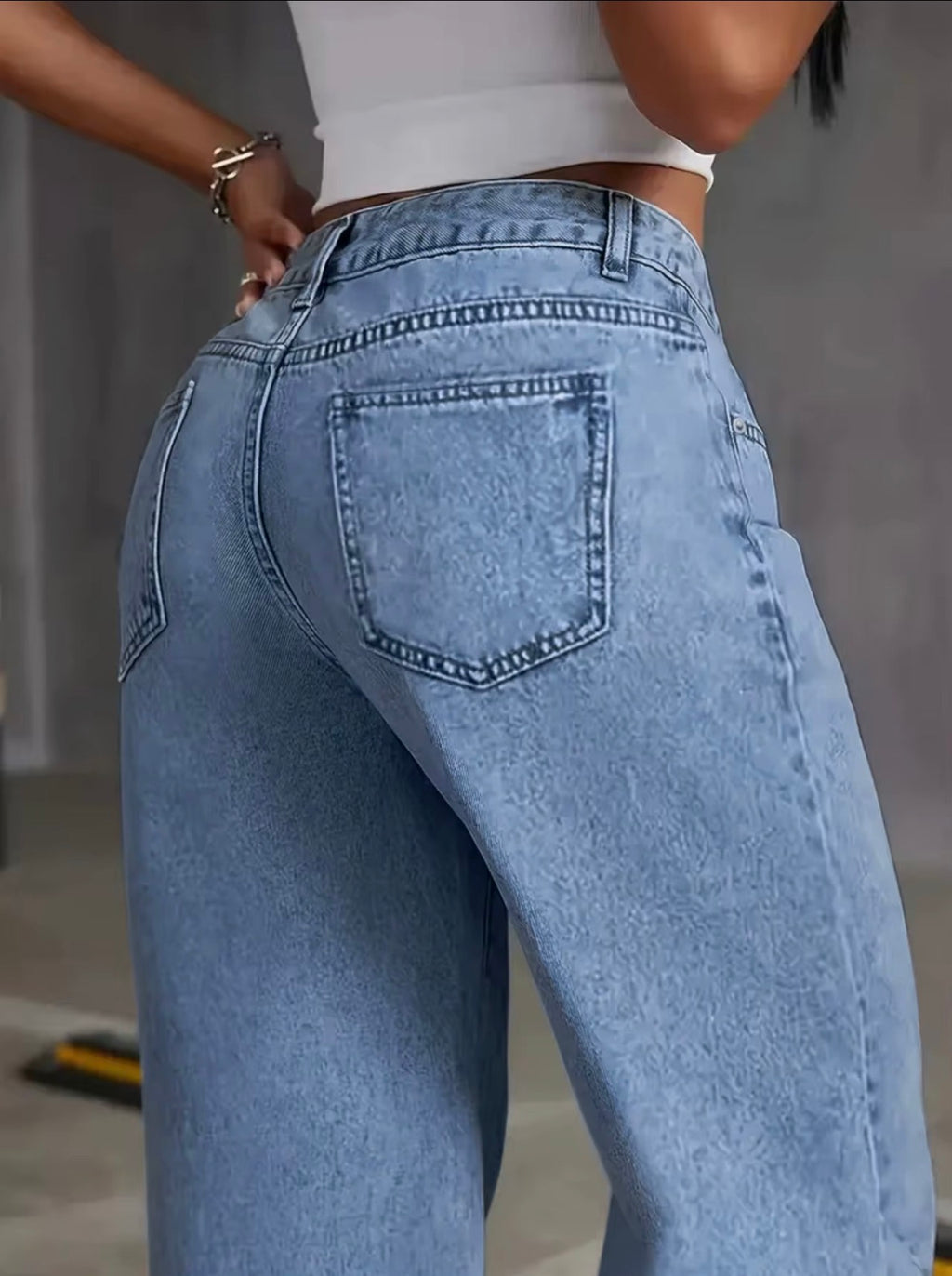 High stretch,Women's Casual Loose High Waist Wide Leg Breathable Denim Pants Floor-Length Summer Autumn